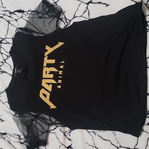 Party animal Metallica style black and sheer forever 21 top small